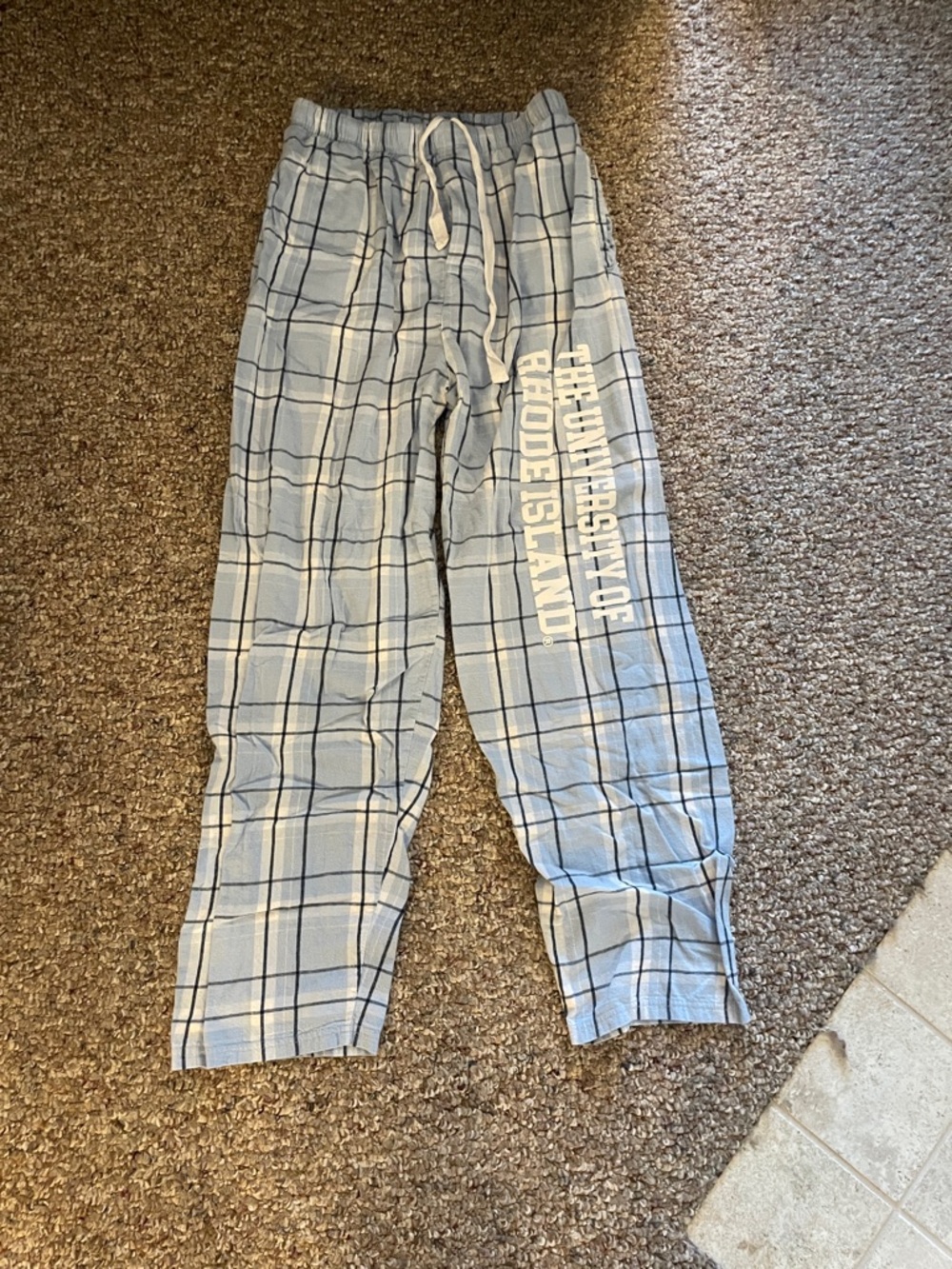 boxercraft Light Blue Plaid Joggers with White University Print